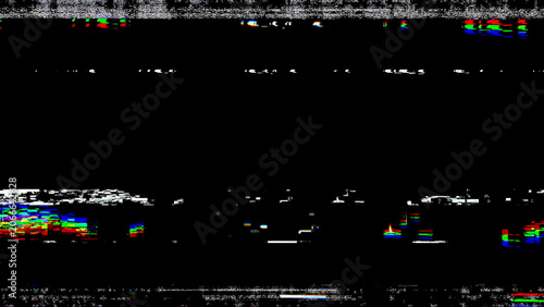 Cuadro en lienzo Abstract digital signal interference with glitch artifacts and pixelated screen static lines on dark technology background