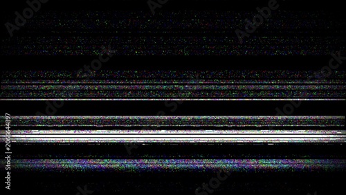 Foto Vintage tv noise screen with high density rainbow static and flickering scan lines for retro media overlay aesthetic
