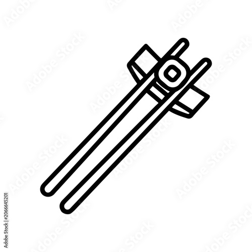 Black line art kitchen scissors icon.