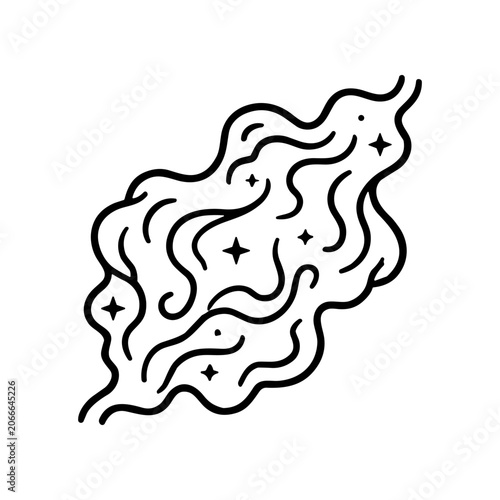 Black line art wavy abstract shape.