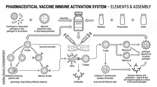 Foto Vaccine immune activation system flowchart and assembly