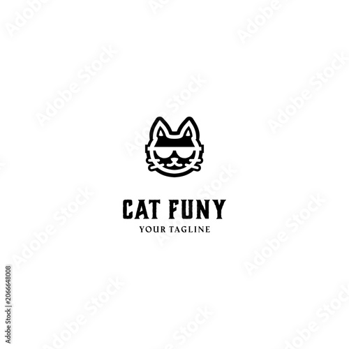 Cat Funny vector logo design