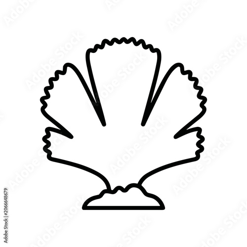 Simple black line art seashell.