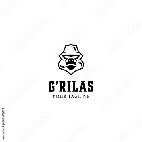 Gorila Head Simple Vector logo design