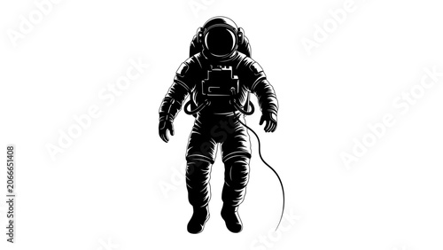 Photography Astronaut in Deep Space: A lone astronaut, clad in a bulky suit and helmet, floa