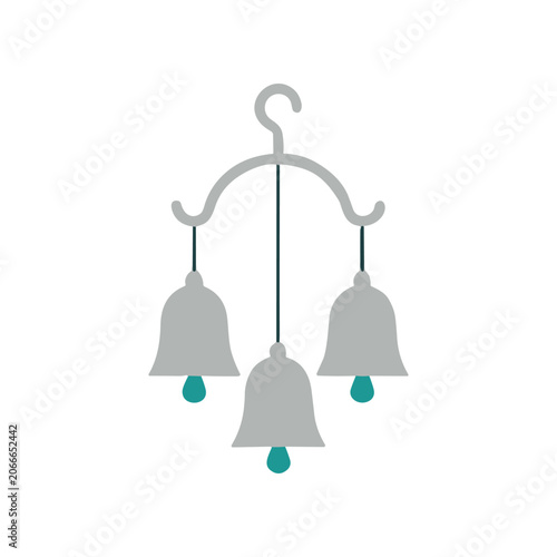 Fotografija Three gray metal bells hanging.