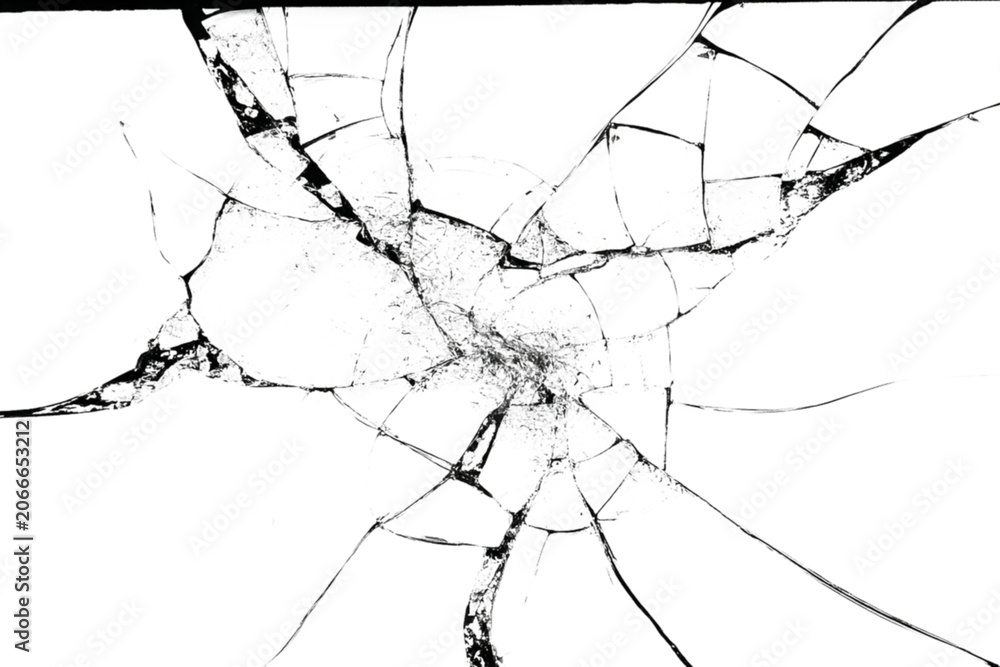 Obraz premium transparent png cracked shattered glass broken texture overlay isolated damage effect gray pattern fracture shard debris splinter sharp detail crack impact glasses fractured destruction