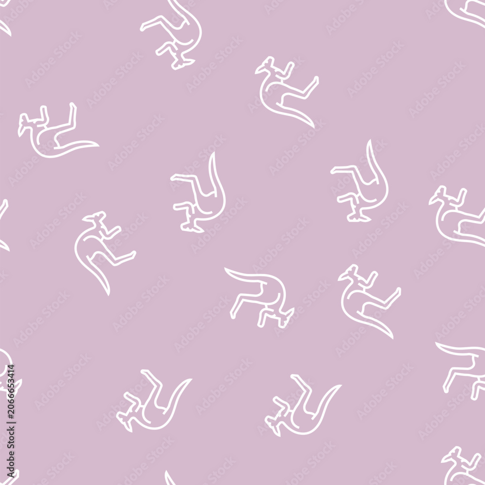 Obraz premium kangaroo animal in zoo vector line seamless pattern kangaroo animal in zoo sign illustration