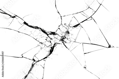 Obraz na płótnie Transparent png of realistic broken blue cracked glass texture with shattered fr