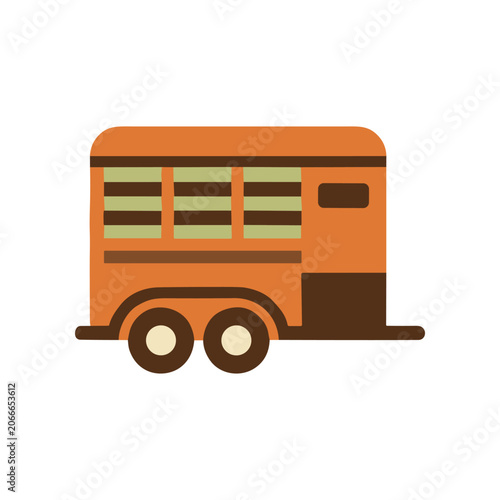 Colorful Horse Trailer Vehicle Icon.
