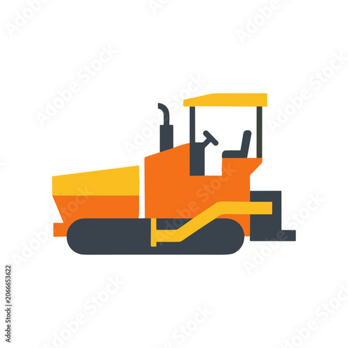 Construction Site Orange Road Roller Machine.