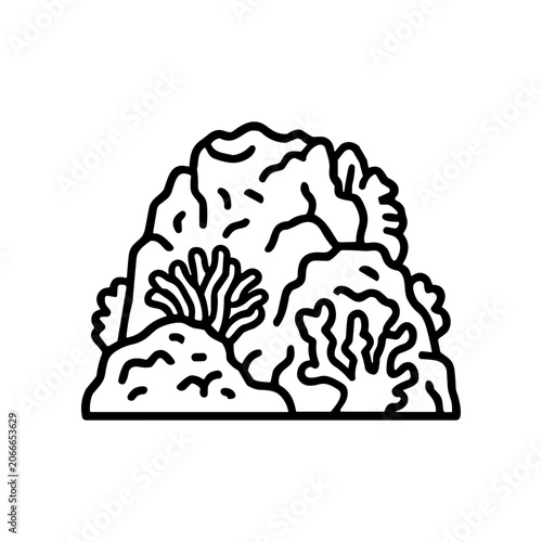 Coral Reef Illustration Black Lines.