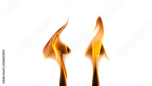 Abstract Orange Fire Light Trails on White Background