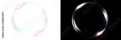Εκτύπωση καμβά Transparent png of two realistic soap bubbles with iridescent rainbow reflection