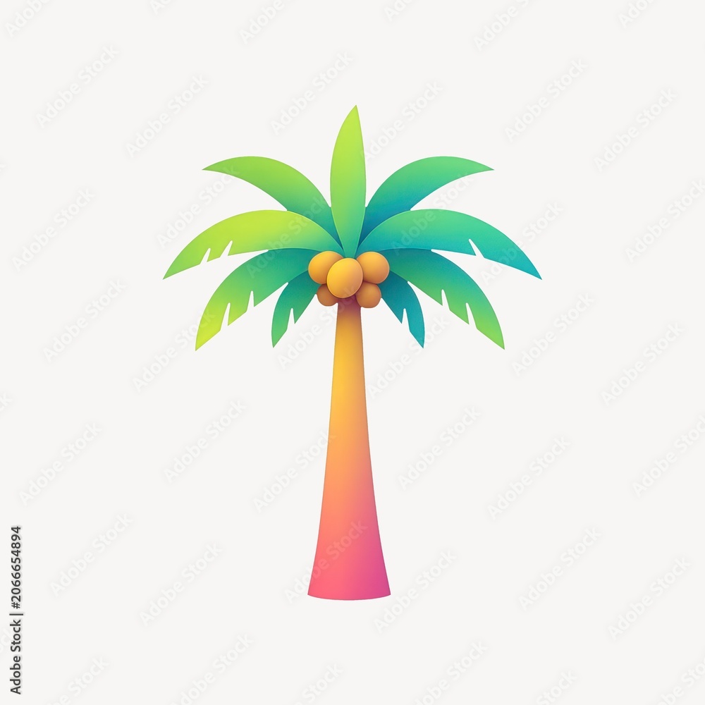 Fototapeta premium Vibrant tropical palm tree illustration.
