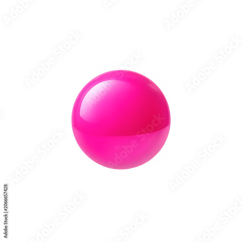 Shiny hot pink glossy ball isolated on white background 3D render