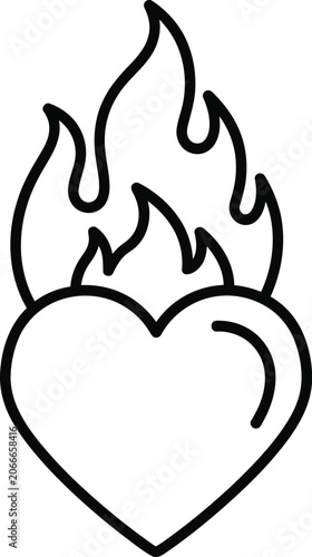 Flaming Heart on White Background