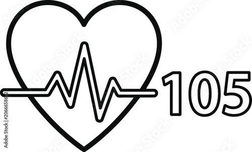 Heart Rate 105 BPM Medical Icon