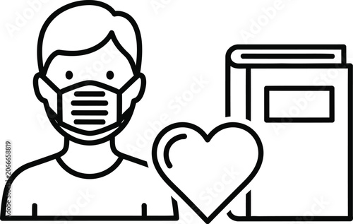 Man Wearing Face Mask with Heart and Mailbox