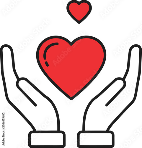 Red Heart in Hands with Small Heart Above