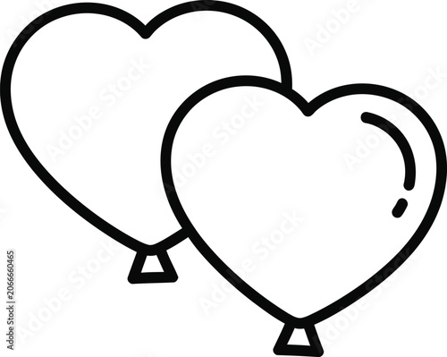 Heart Balloons Floating on White Background