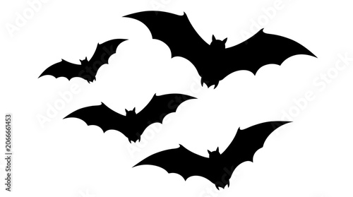 Flying Bats Silhouette at Night