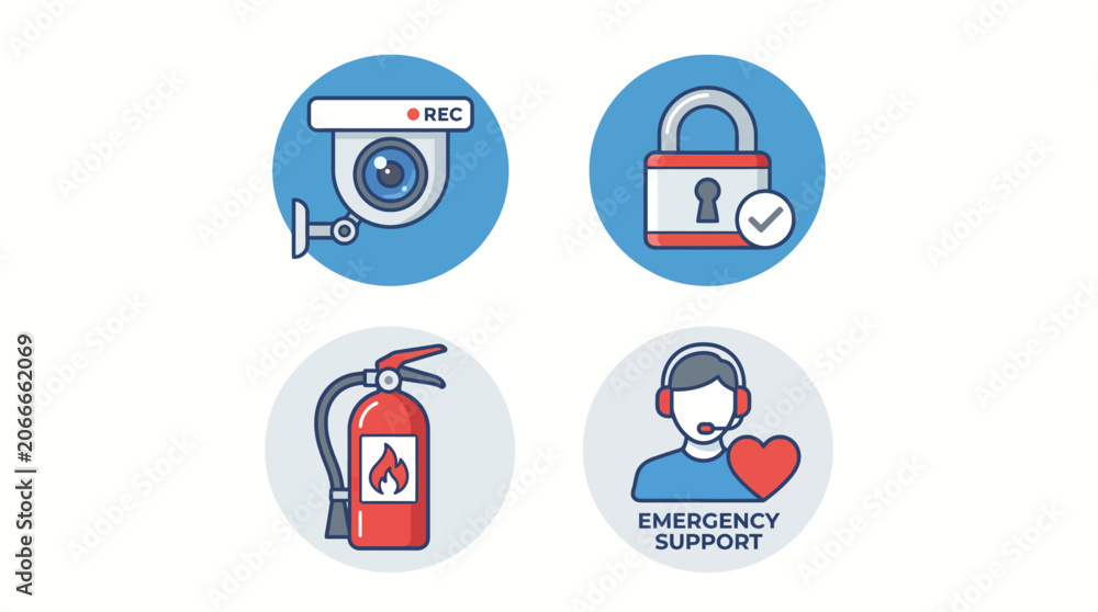 Fototapeta premium Emergency Support Icons Set.