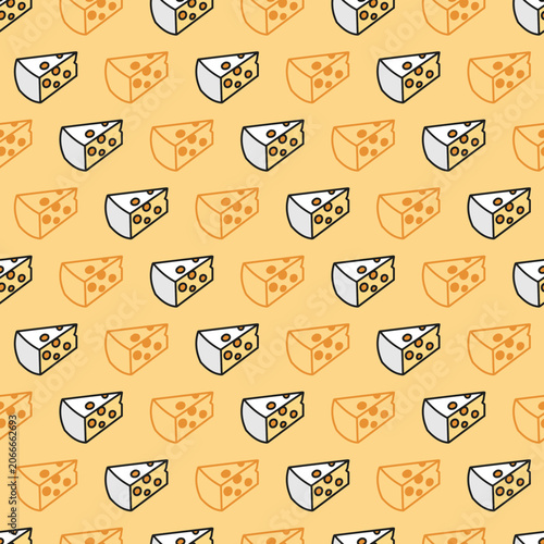 Pastel Yellow Cheese Wedge Dairy Lover Pattern. Seamless cheese wedge pattern that ideal for food-themed designs, kitchen decor, and culinary graphics.