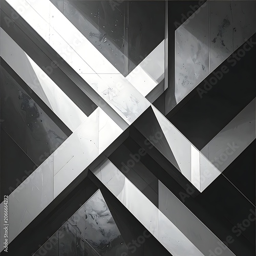 Geometric shapes intersect in abstract composition.