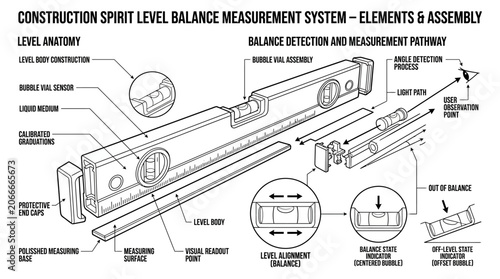 Canvas Print Spirit level balance measurement system functional diagram.