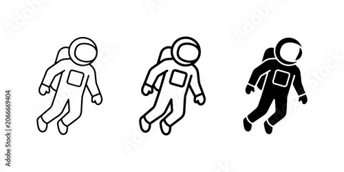 Billede på lærred Astronaut Icons, Space Explorer Vector Graphics, Cosmic Voyager Set