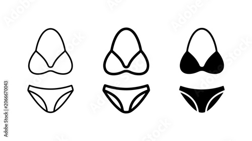 Fotografija Bikini Icons Set, Swimwear Vector Graphics, Beachwear Line Art, Summer Fashion S