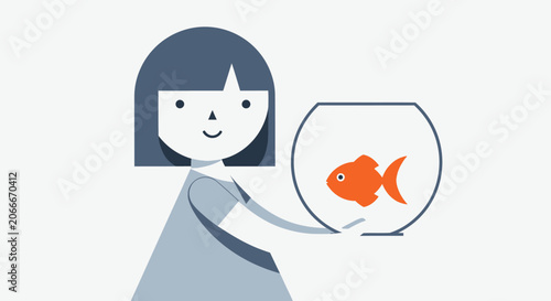 Person holding a fishbowl with a single goldfish illustration