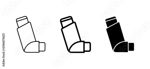 Asthma Inhaler Icons, Medical Device Vector Graphics, Respiratory Health Symbol