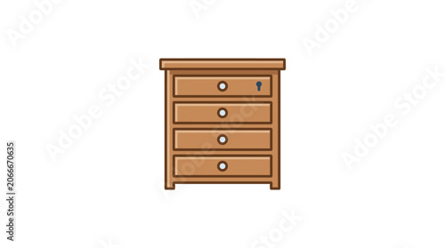 Wooden chest of drawers furniture object isolated light background