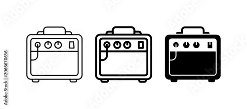 Photography Guitar Amplifier Icons, Music Equipment Vector Set, Audio Device Symbols