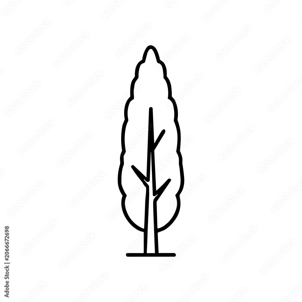 Fototapeta premium Simple black line drawing pine tree.