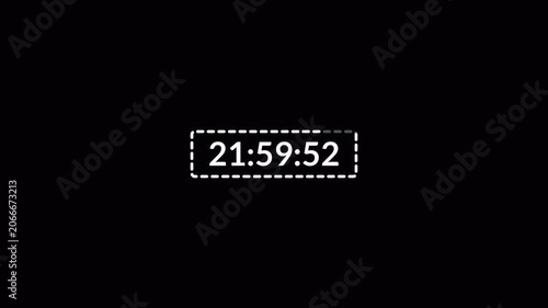 One day countdown timer animation in one minute, 24 hours countdown timer in 60 seconds on a transparent background, Countdown timer in 4k.