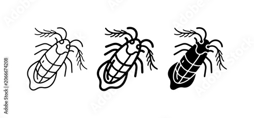 Εκτύπωση καμβά Insect Icons: Three Stylized Cockroach Vector Graphics, Line Art and Silhouette