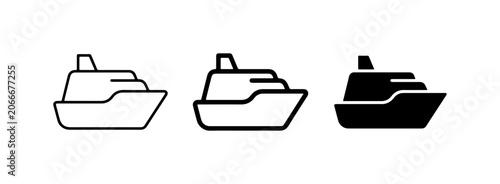 Obraz na plátně Cruise Ship Icons, Ocean Liner Vector Graphics, Maritime Transport Symbols