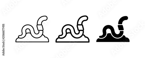 Fotografie Earthworm Icons Set, Soil Worm Vector Graphics, Garden Pest Illustrations