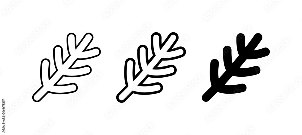 Fototapeta premium Botanical Branch Icons, Simple Leaf Vector Art, Minimalist Plant Elements