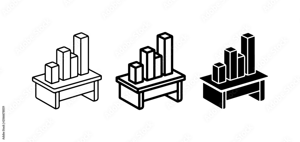Naklejka premium Bar Chart Icons, Data Visualization Set, Business Growth Graphics, Isometric Vector Graphics