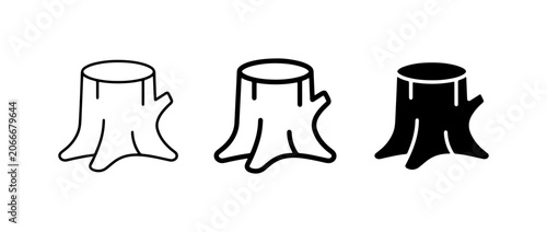 Photos Tree Stump Icons, Wood Remnant Vector Set, Nature Element Graphics