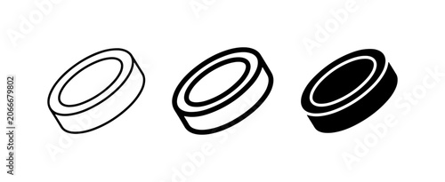 Photography Hockey Puck Icons, Sport Game Equipment Vector Graphics, Ice Hockey Puck Symbols