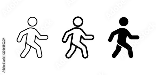 Fotografía Walking Man Icons, Silhouette, Line Art, Simple Figures for Movement and Activit