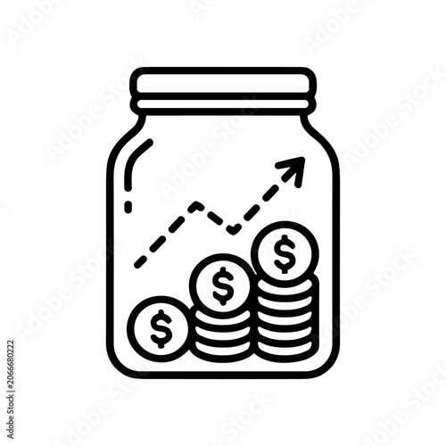 Tableau sur toile Jar with coins and dollar symbols.