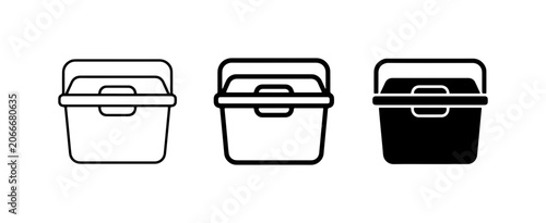 Cooler Box Icons, Portable Ice Chest Vector Set, Outdoor Picnic Container Graphics