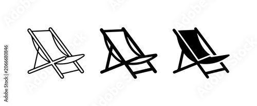 Quadro su tela Deck Chair Icons, Beach Lounger Vector Set, Outdoor Furniture Graphics