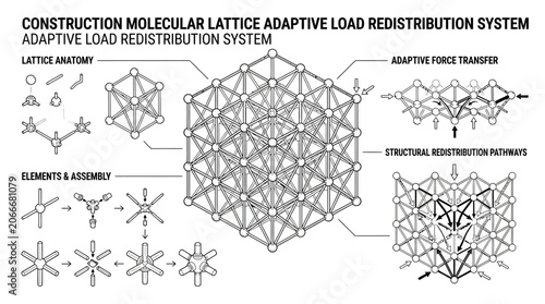 Foto Molecular lattice adaptive load redistribution system diagram.